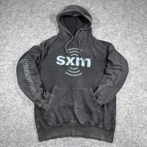 SiriusXM Hoodie Mens Medium Black Excellent Faded SXM Logo Sweatshirt 0487